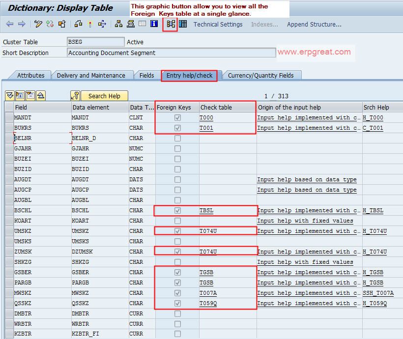 Foreign Keys in SAP Table