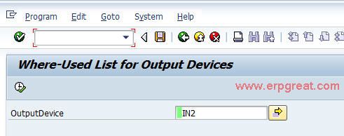 Where Used List for Output Devices