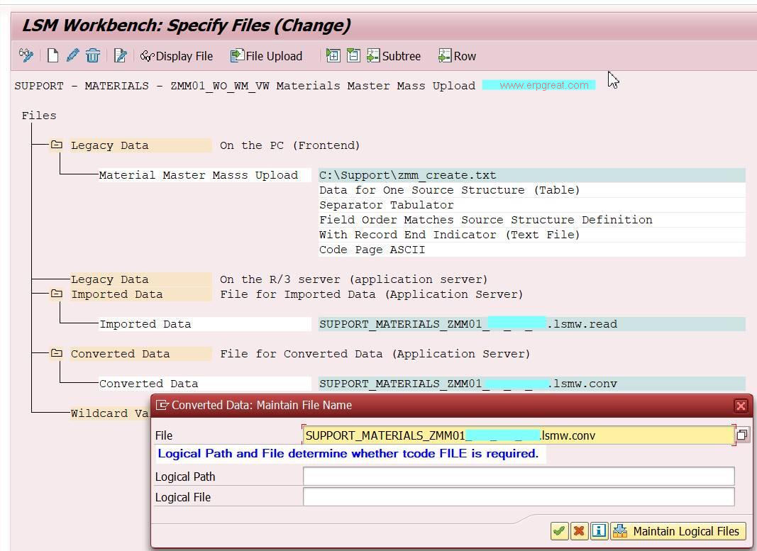 LSM Workbench: Specify Files (Change)