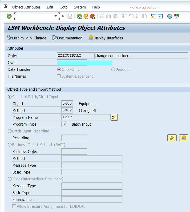 LSMW Workbench Display Object Attributes