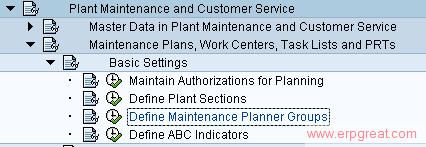 Define Maintenance Planner Group