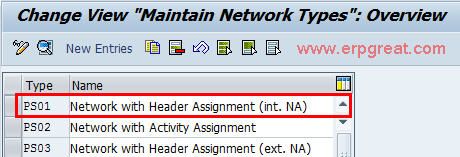 Maintain Network Types in SAP PS
