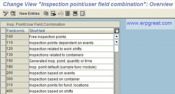 Change Inspection Point / User Field Combination