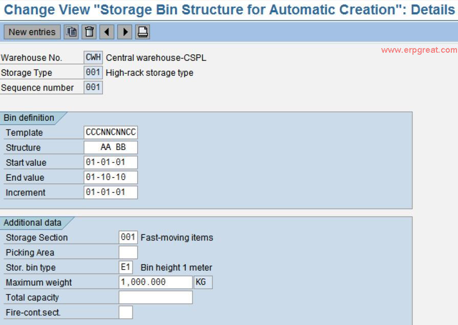 Storage Bin Structure for Automatic Creation