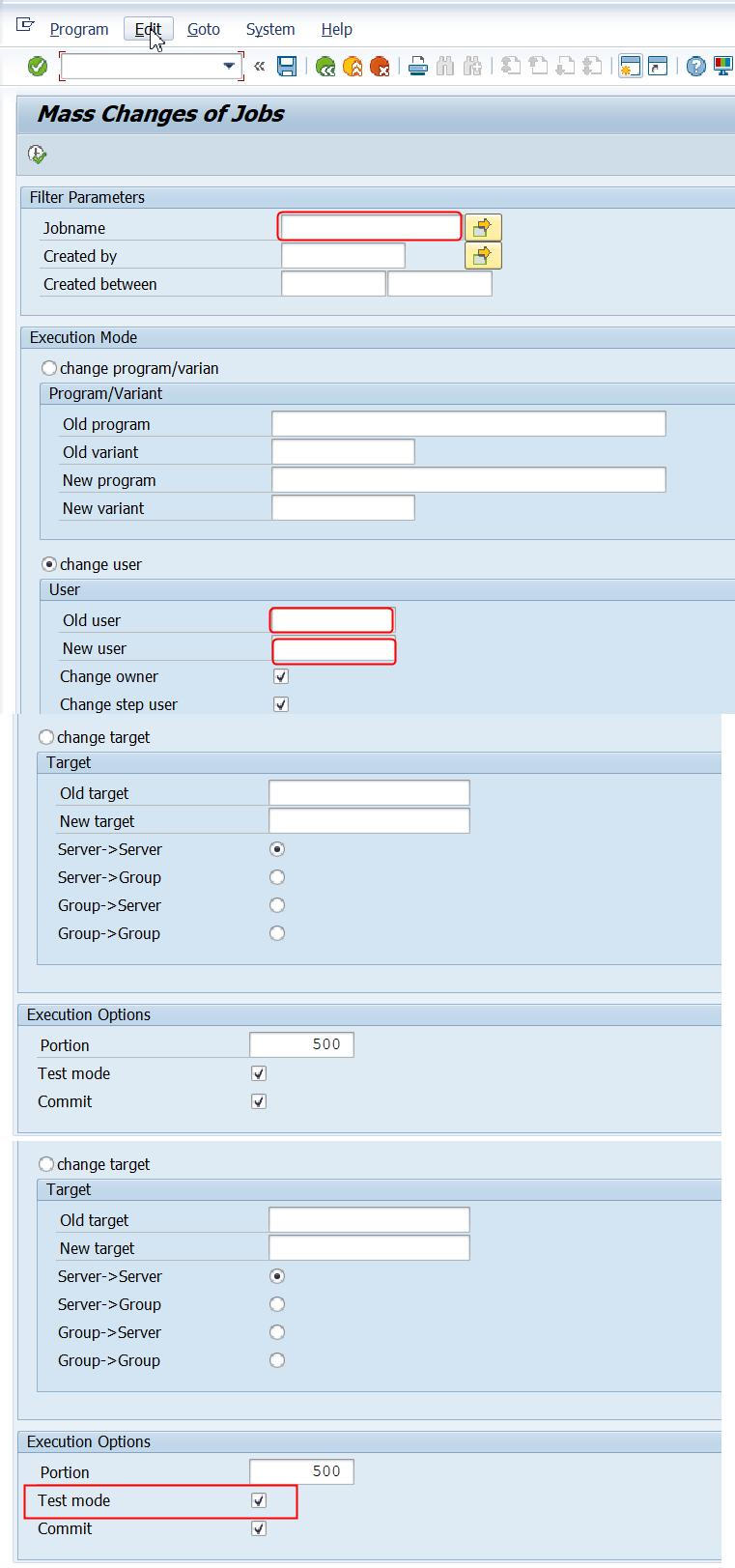 Mass Changes of Jobs