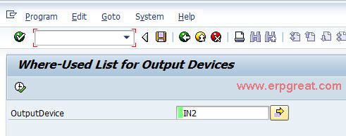 Where Used List for Output Devices