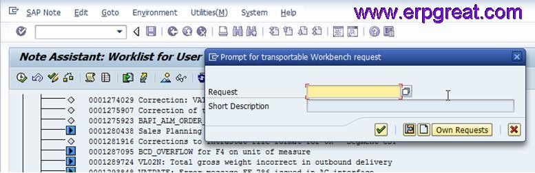 Prompt for transportable Workbench request