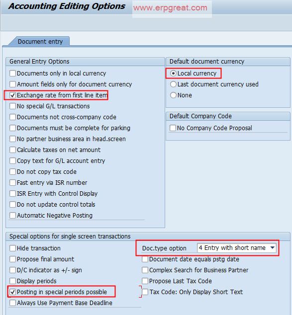 Accounting Editing Options