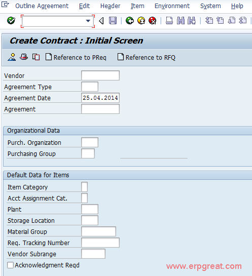 Creating Contract To Vendor ME31K