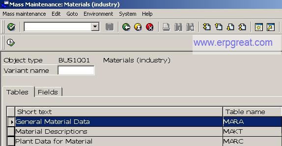 Mass Change of Material Group - Select Table