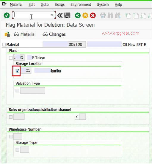 Storage Location Flag for Deletion