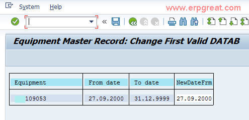 Change Equipment Valid From Date