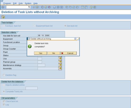 Deletion of Task Lists