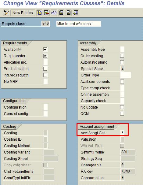 maintain account assignment category sap t code