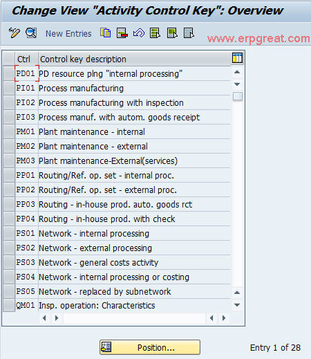 Define control key tcode OPSU