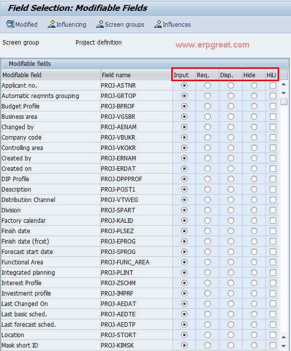 Project Definition (t-code OPUJ)