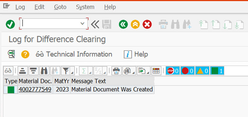 Log for Difference Clearing